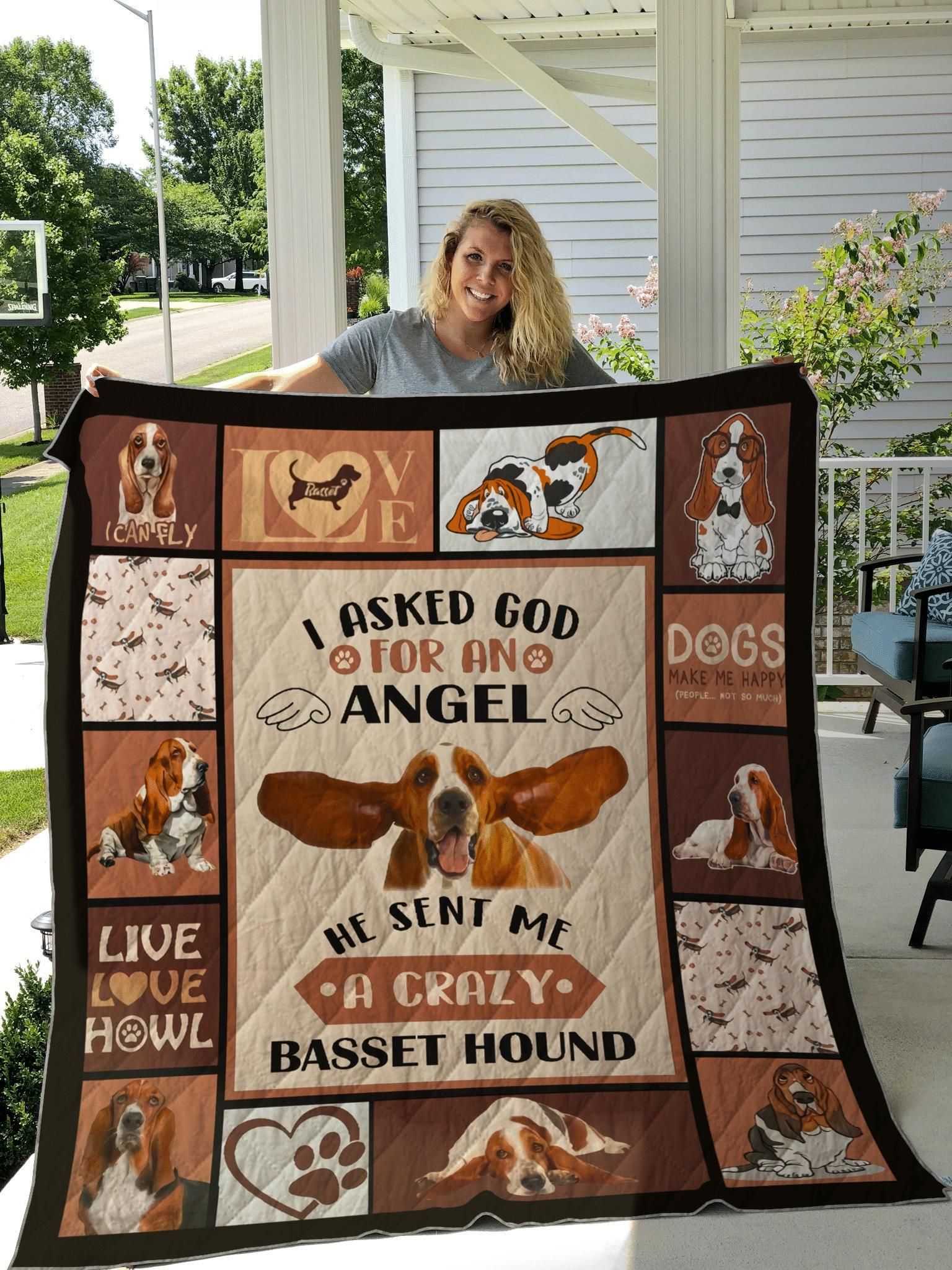 I Asked God For An Angel Basset Hound Dog Soft Quilt