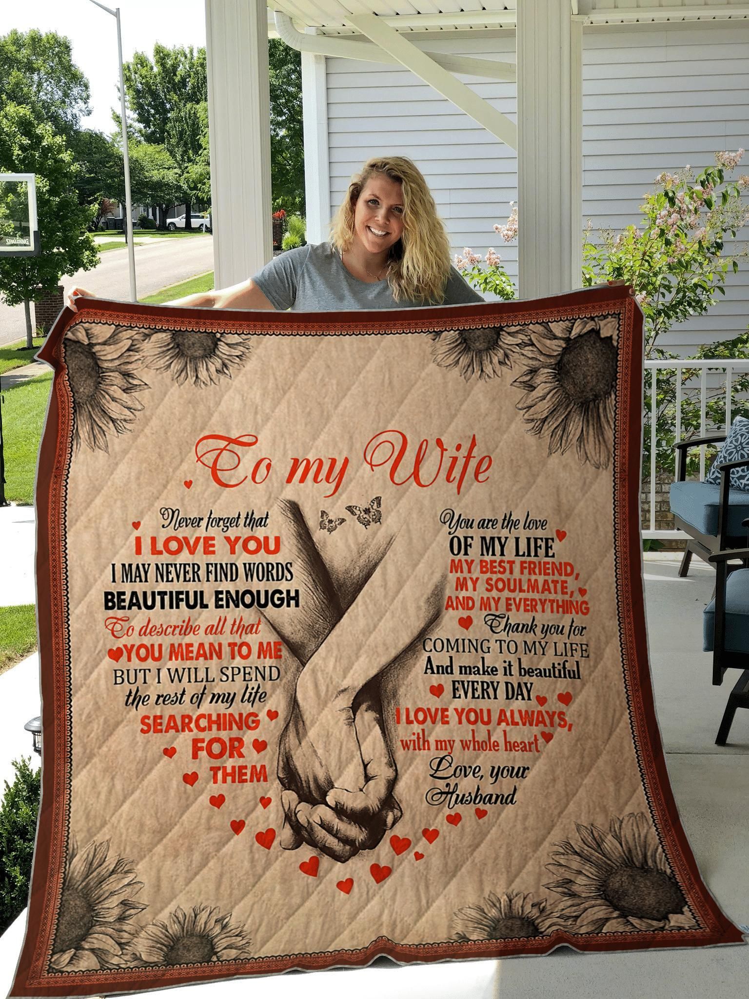 Husband Gift For Wife Never Forget That I Love You Quilt