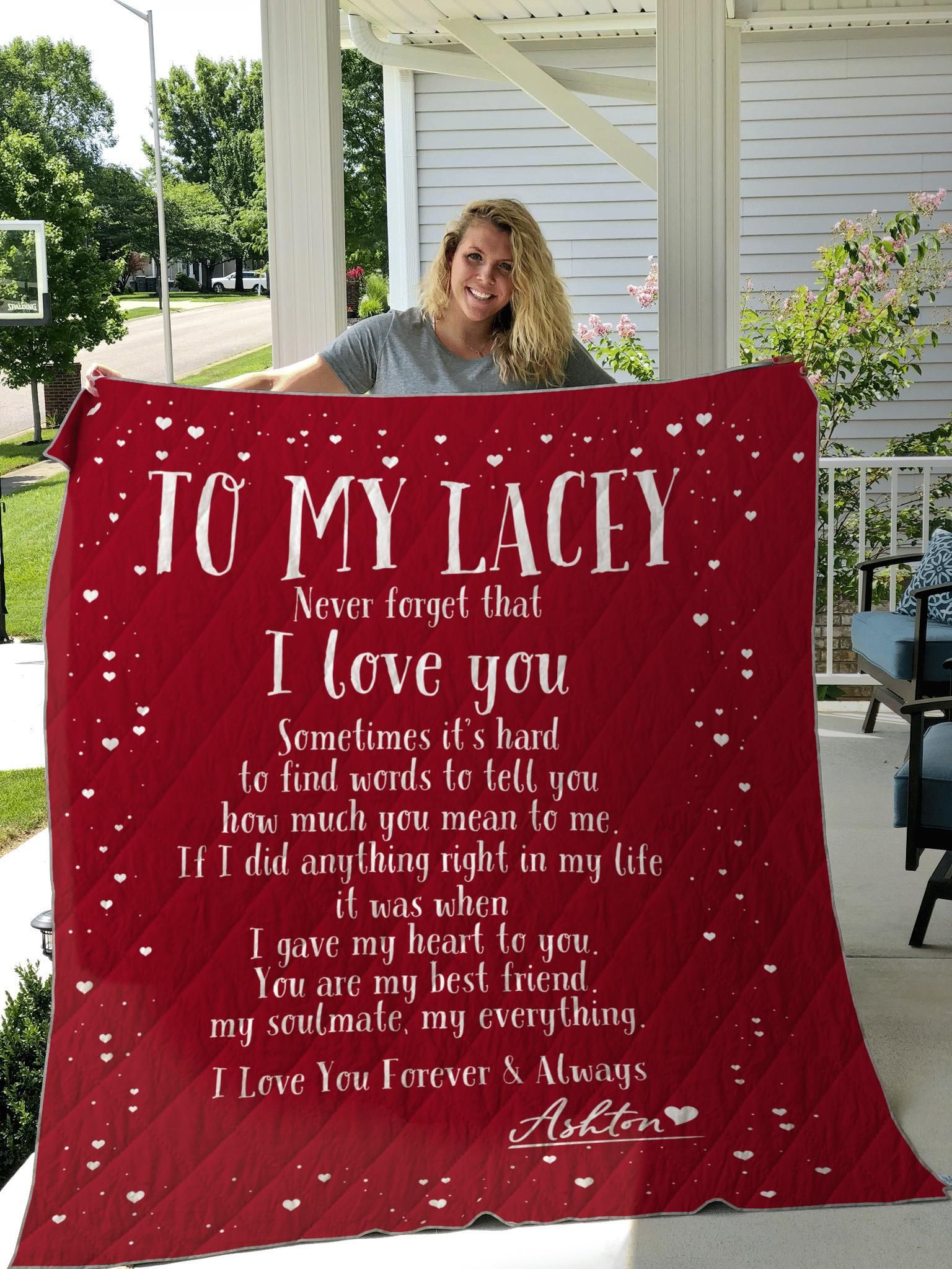 Hubby To My Fiancee Never Forget That I Love You Custom Text Name Quilt
