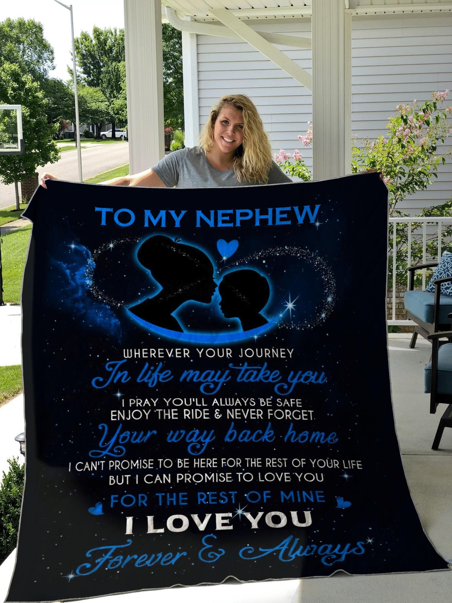 Fleece Gift For Nephew I Love You Forever And Always Quilt