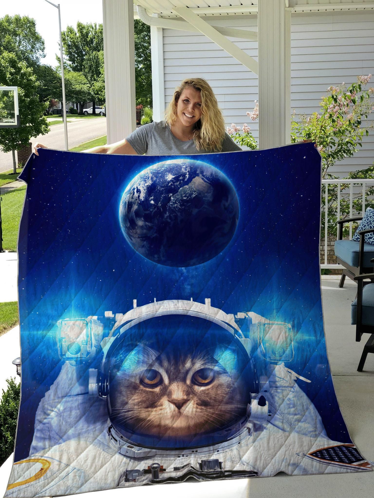 Funny Astronaut Cat Inpace 3D Printed Quilt