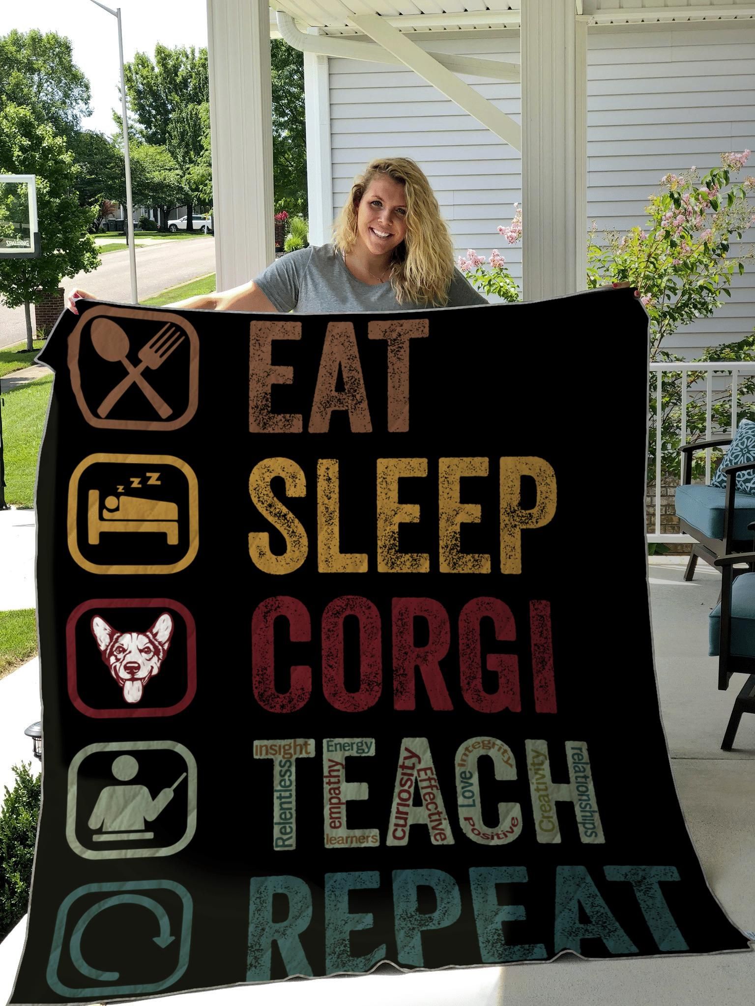 Eat Sleep Corgi Teach Repeat Quilt