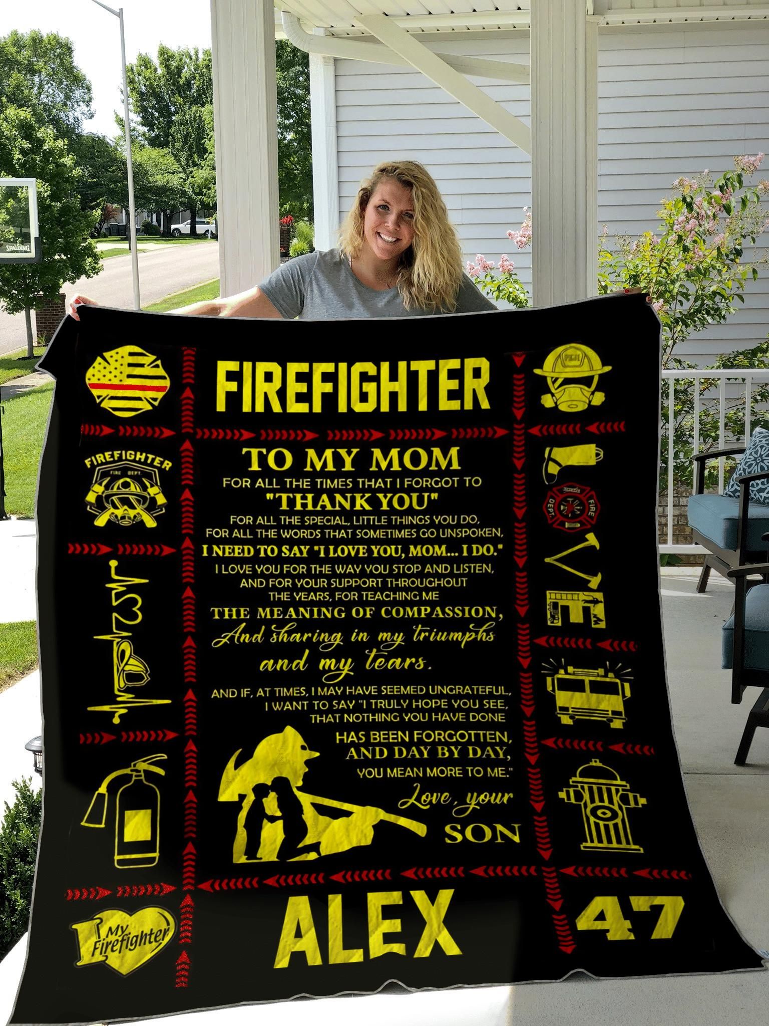 Personalized Gift For Firefighter Mom Thank You For All The Times Quilt
