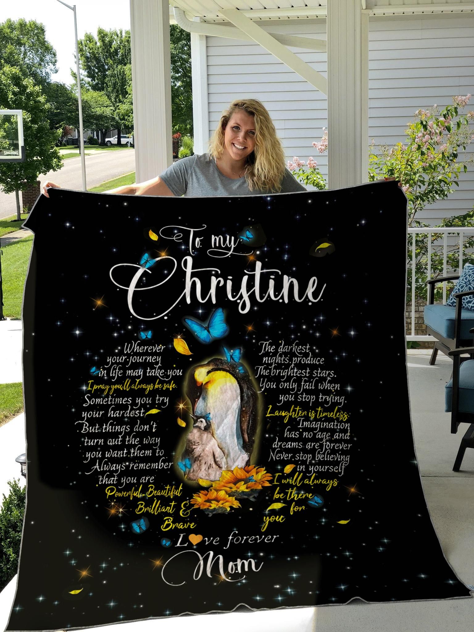 Personalized To My Daughter From Mom Penguin Area Quilt