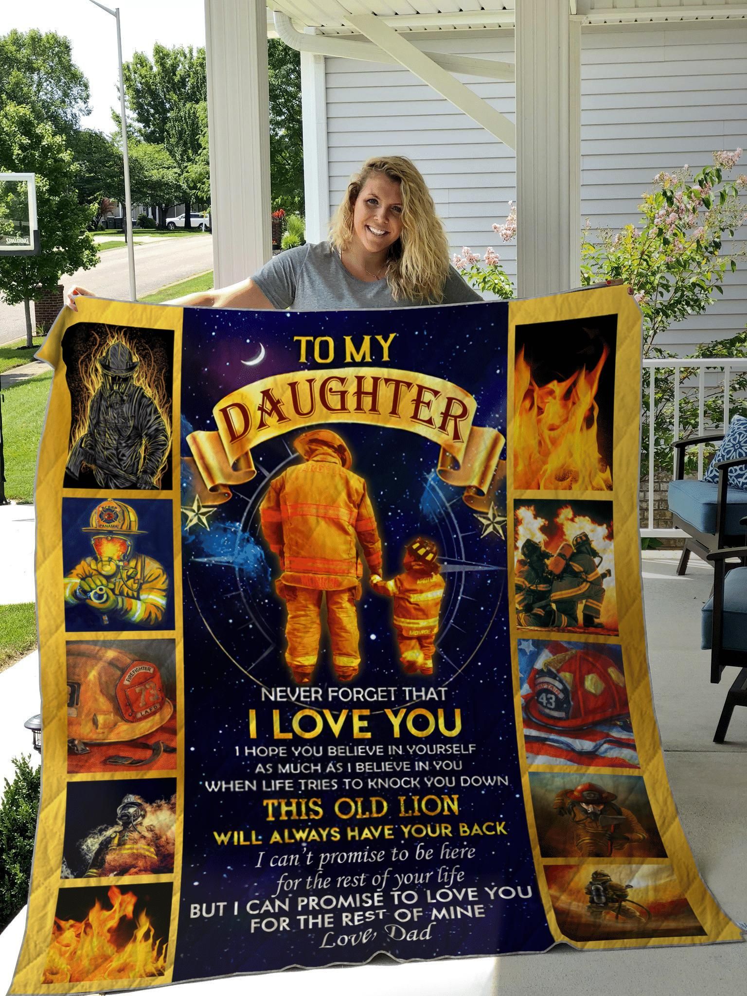 Birthday Gift For Daughter From Firefighter Dad I Will Always Have Your Back Quilt