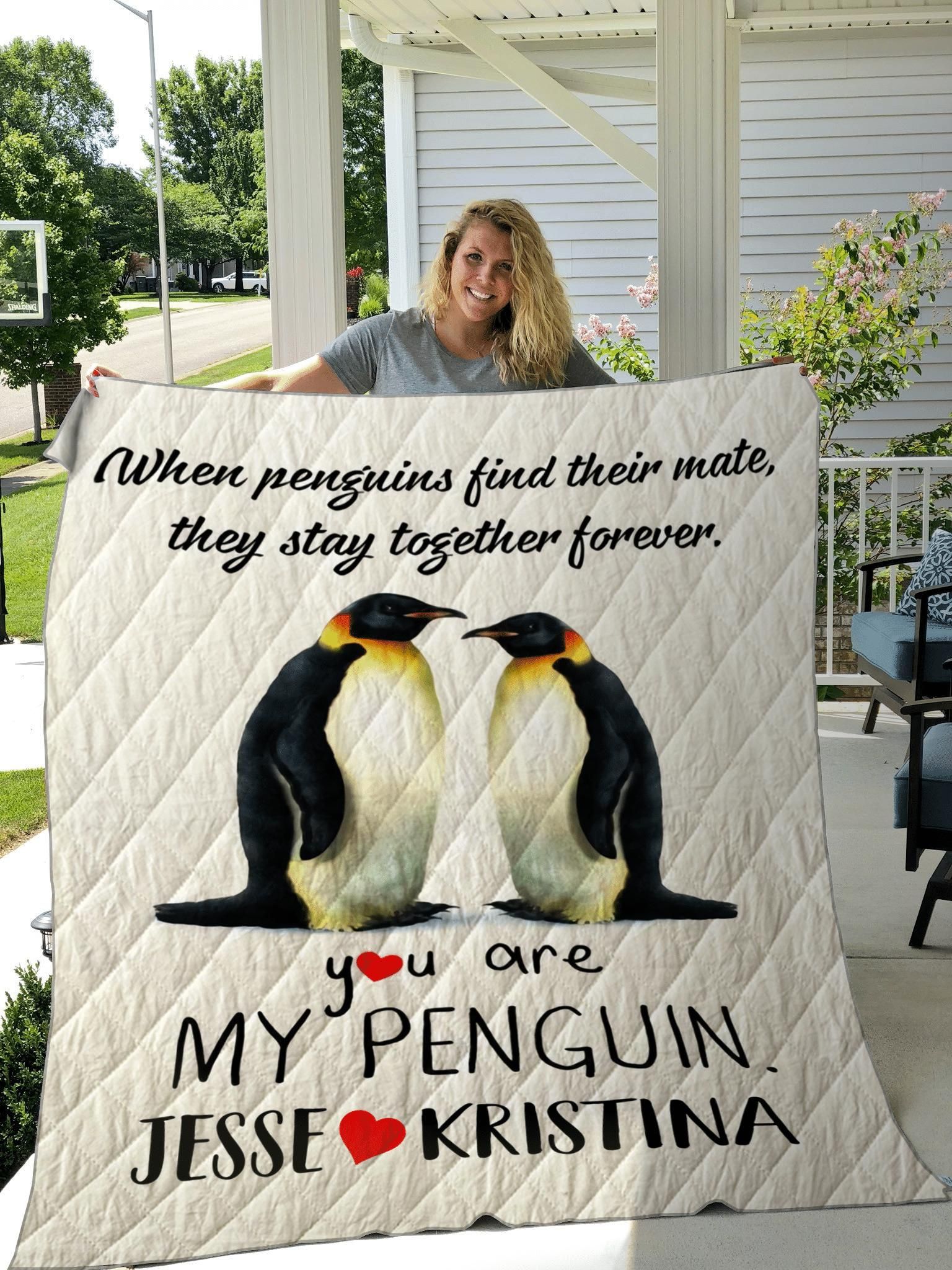 Alex And Sophie You Are My Penguin Custom Text Name Quilt