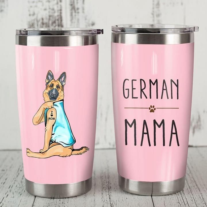 German Shepherd Mama Dog Pink Tumbler