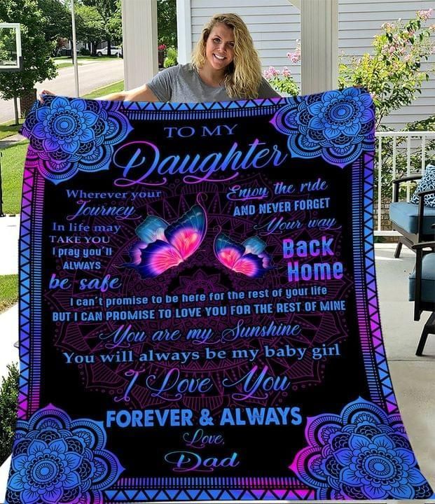 Gifts For Daughter From Dad To My Daughter Mandala Butterfly Fleece Blanket