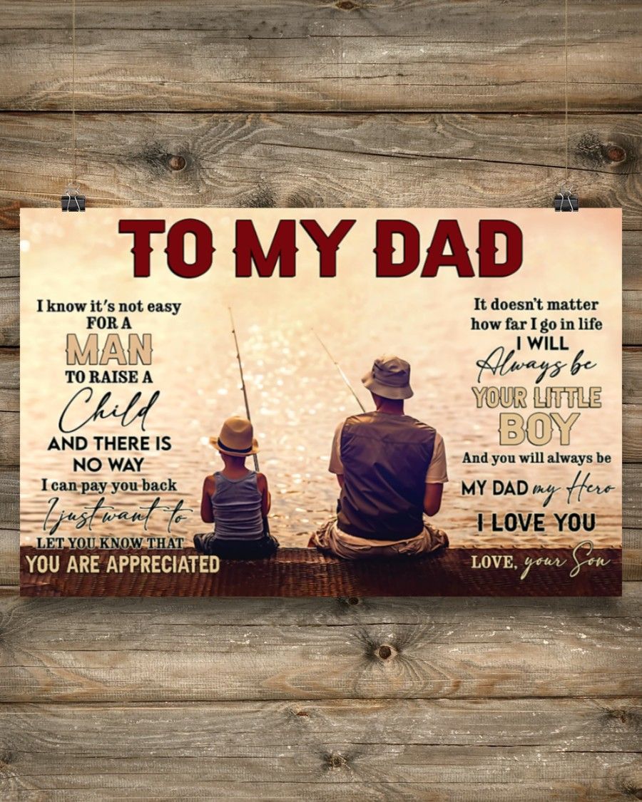 Gifts For Dad From Son Fishing Canvas Wall Art PAN