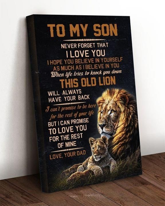 Gifts For Son From Dad To My Son Never Forget That I Love You Lion Canvas Wall Art PAN