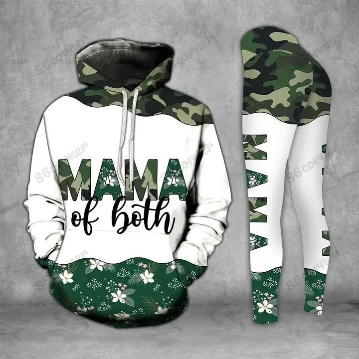 Mama Of Both Camo Mother's Day Gift Hoodie And Legging Set