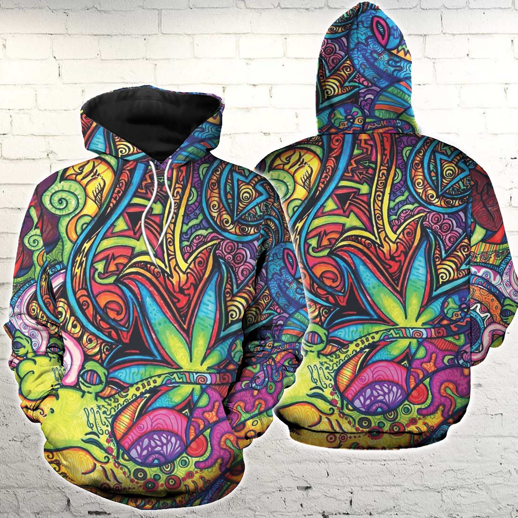 Colorful Hippie Weed Hoodie 3D All Over Print PAN
