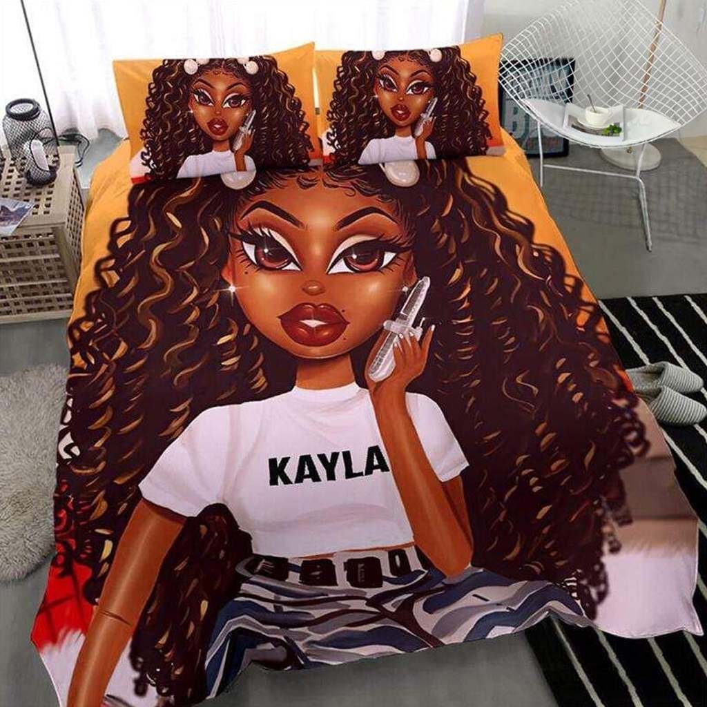 Personalized So Cool Black Teen Girl Custom Name Duvet Cover Bedding Set