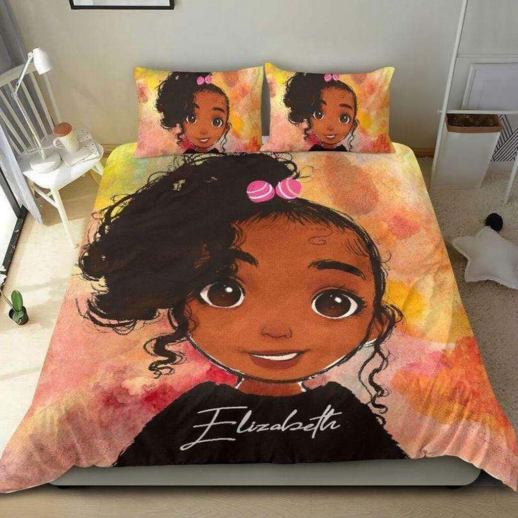 Personalized Little Baby Black Girl Magic Custom Name Duvet Cover Bedding Set