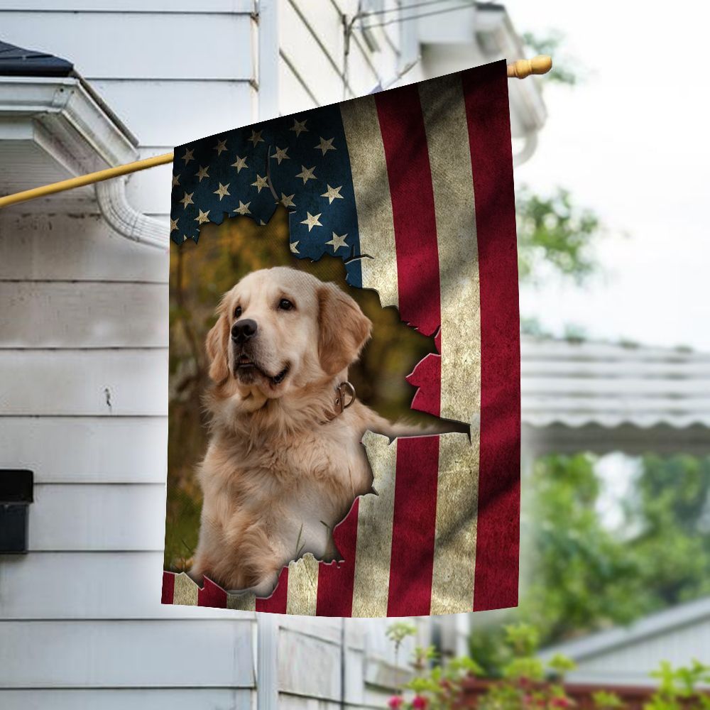 Golden Retriever Dog American Flag PAN