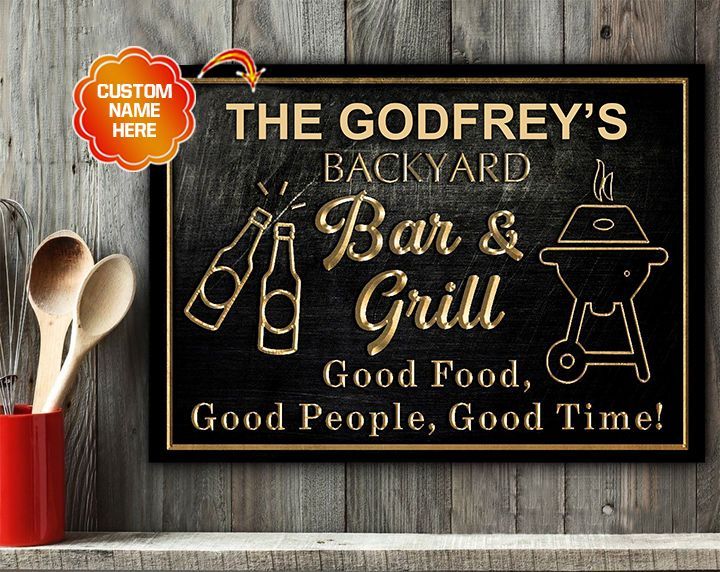 Personalized Grilling Backyard Good Food Customized Classic Metal Signs PAN