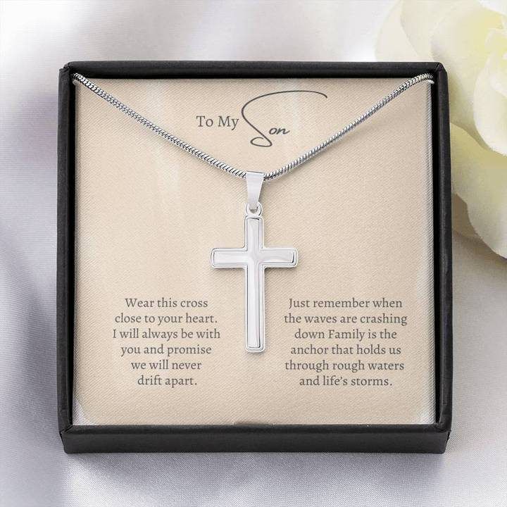 To My Son I Will Always Be With You And Promise We Will Never Apart Artisan Cross Necklace