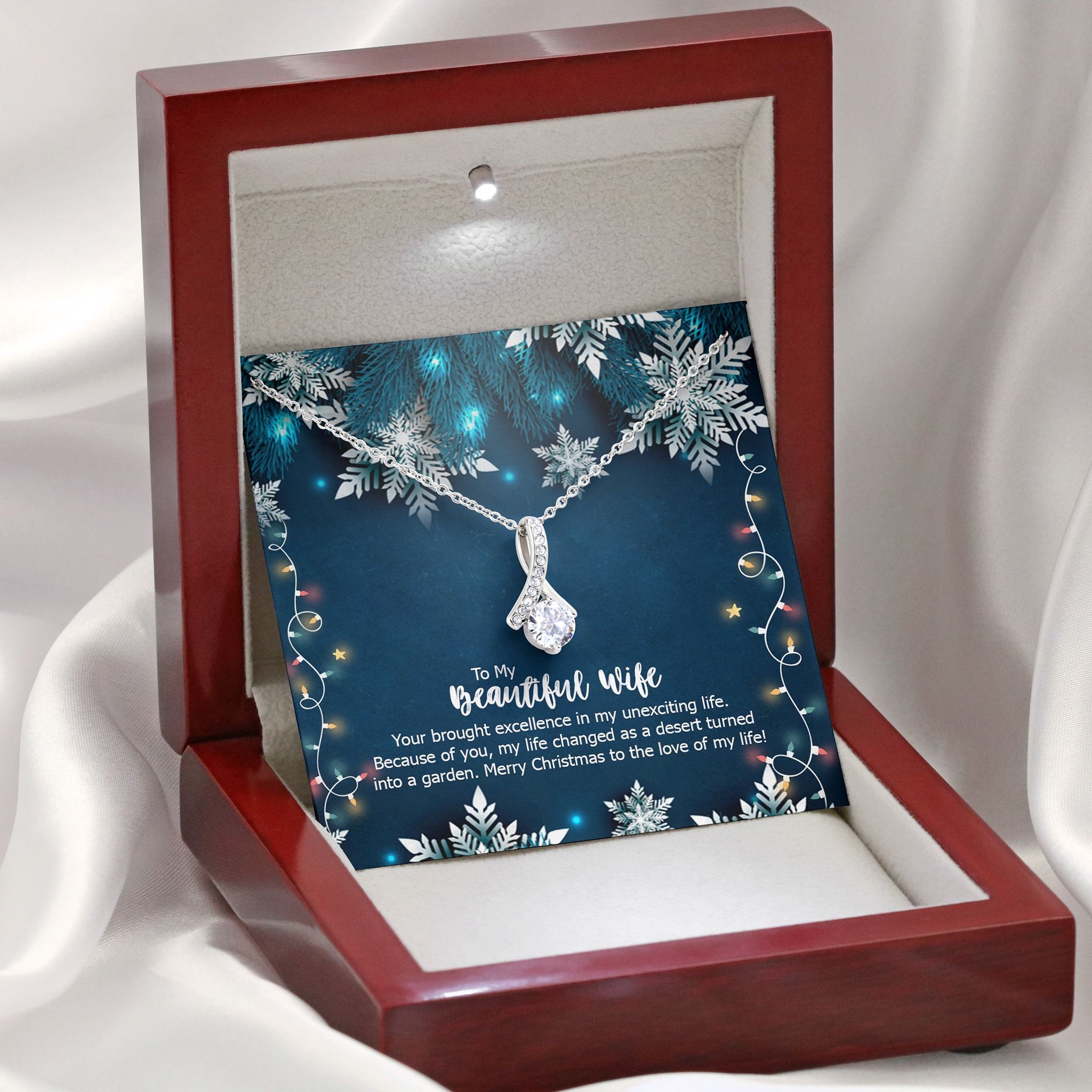 To My Beautiful Wife You Brought Excellence In My Unexciting Life Christmas' Gift For Wife Alluring Beauty Necklace