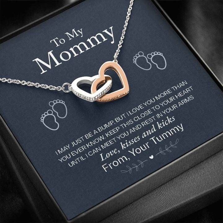 To My Mommy I Love You More Than You Ever Know Custom Daughter Interlocking Heart Necklace