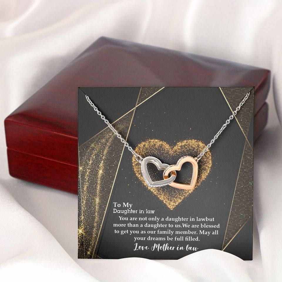 To My Daughter In Law We Are Blessed To Get You As Our Family Member Mother In Law Interlocking Heart Necklace
