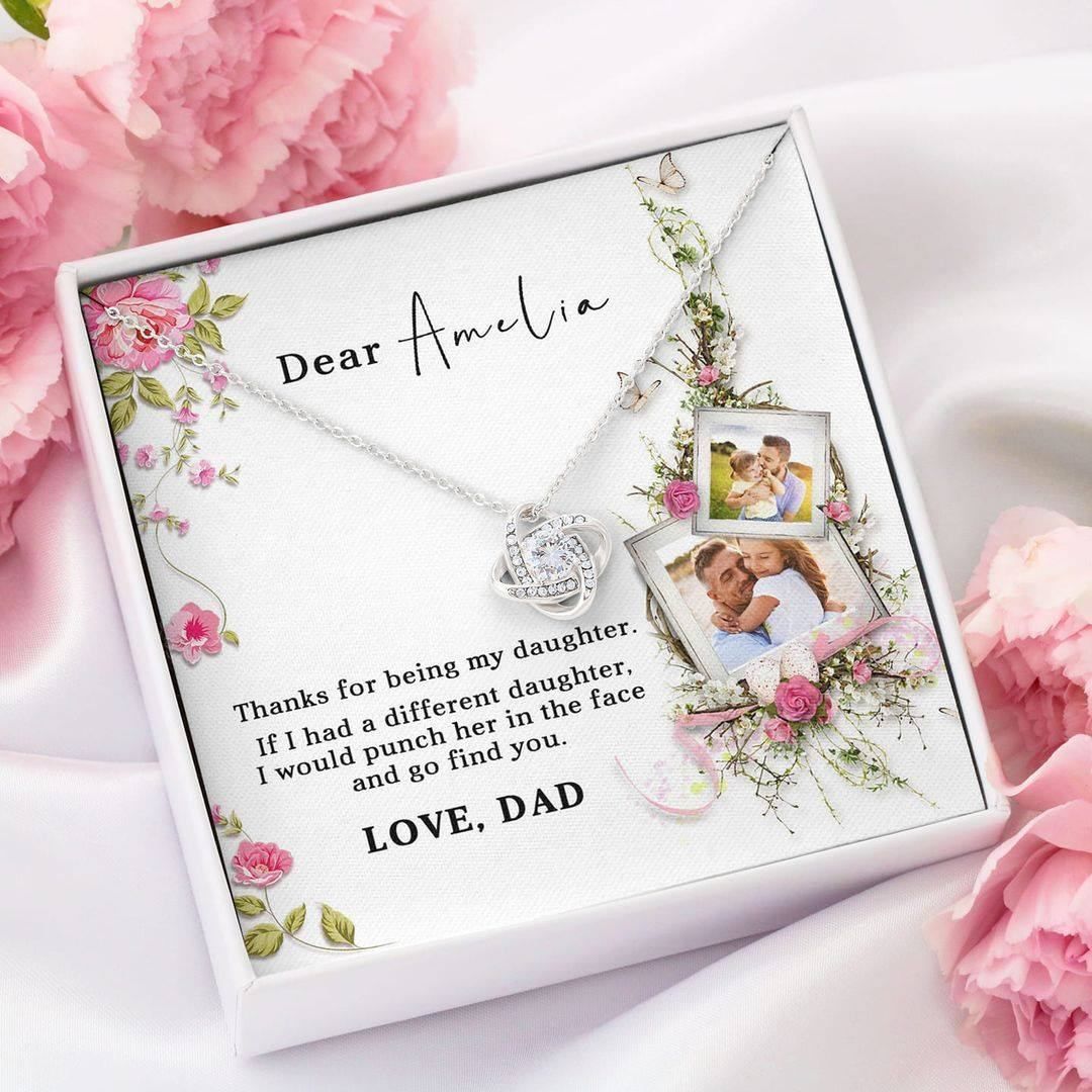 Gifts For Daughter From Dad Thanks For Being My Daughter Custom Name And Photo Necklace