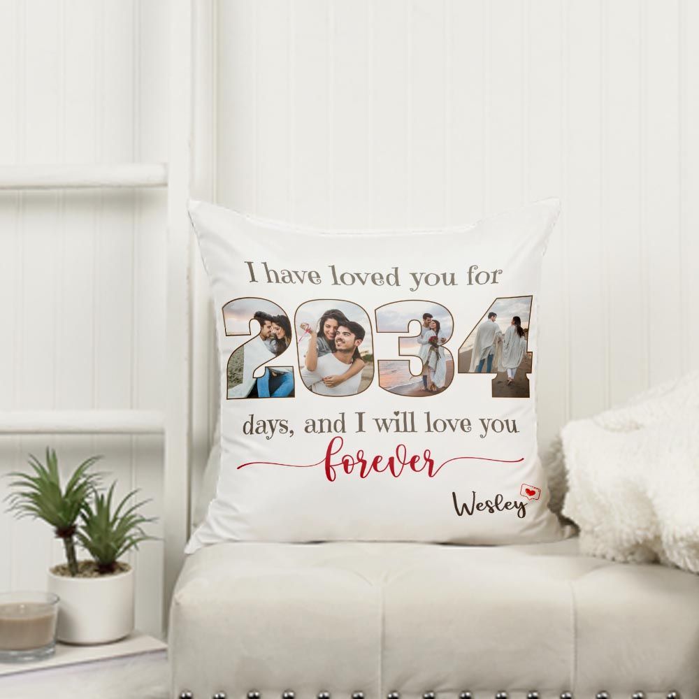 Personalized Gift For Couple Pillow Cover I Have Loved You for 2034 Days