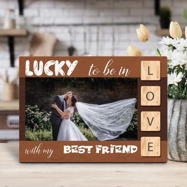 Personalized Gift For Couple Desktop Plaque Lucky To Be In Love With My Best Friend