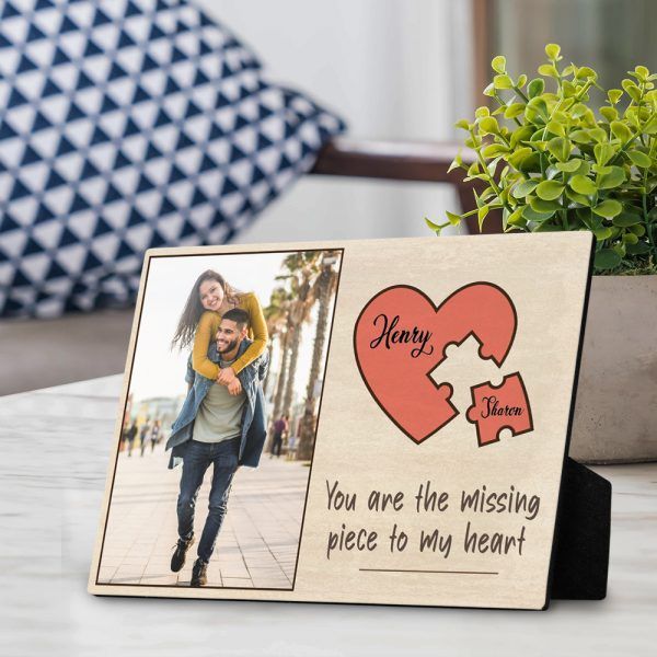 Personalized Gift For Couple Desktop Plaque You Are The Missing Piece To My Heart