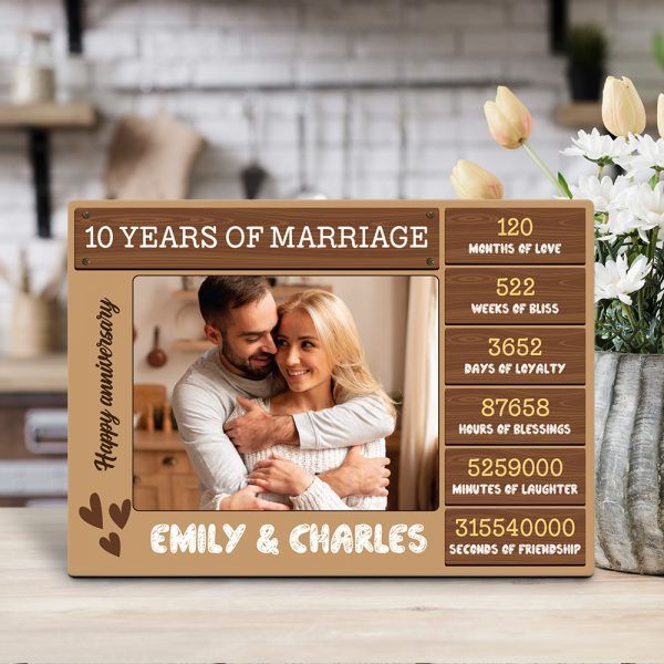 10 Years Anniversary Gift Custom Photo Marriage Desktop Plaque