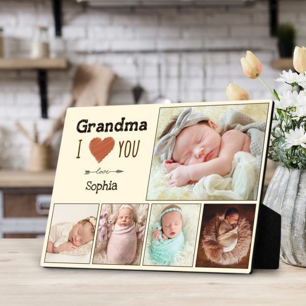Grandma I Love You Custom Photo Collage Desktop Plaque