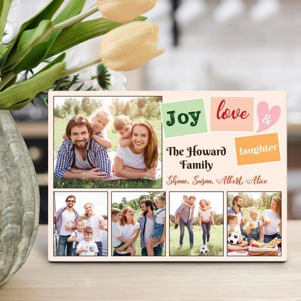 Joy Love Laughter Custom  Gift Desktop Plaque â€“ Family Gift