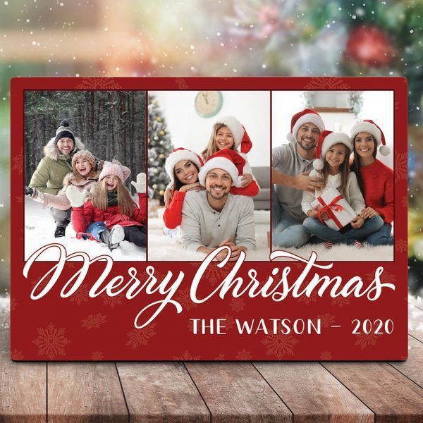 Merry Christmas Family Photo Desktop Plaque