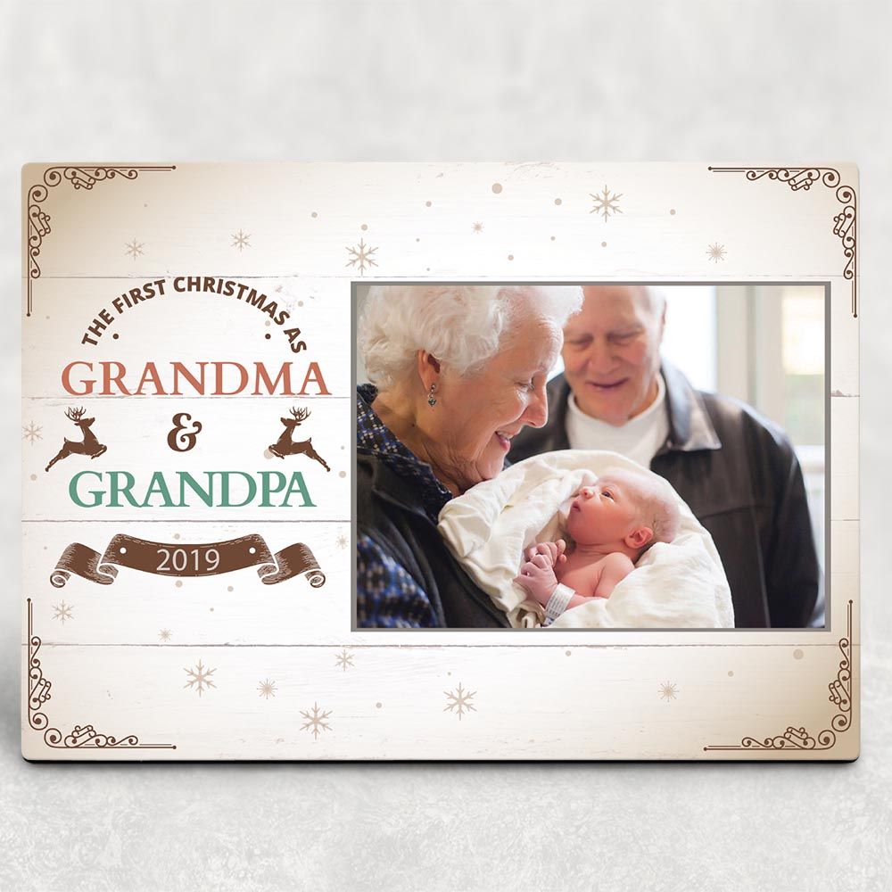 First Christmas as Grandma and Grandpa Photo  Gift Desktop Plaque