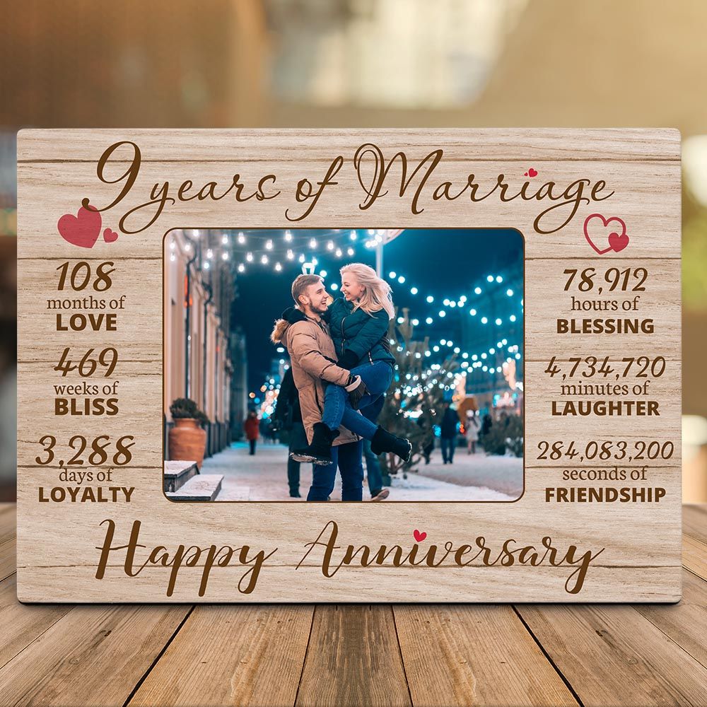 9 Years Anniversary Gift Of Marriage Custom Photo Desktop Plaque