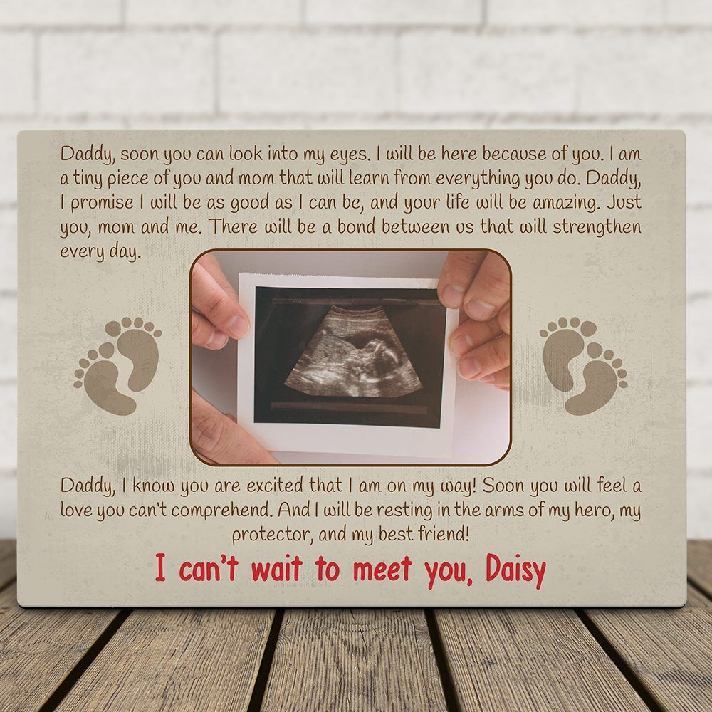 Gifts For Dad  Custom Honogram Photo Daddy I Canâ€™t Wait To Meet You Desktop Photo Plaque