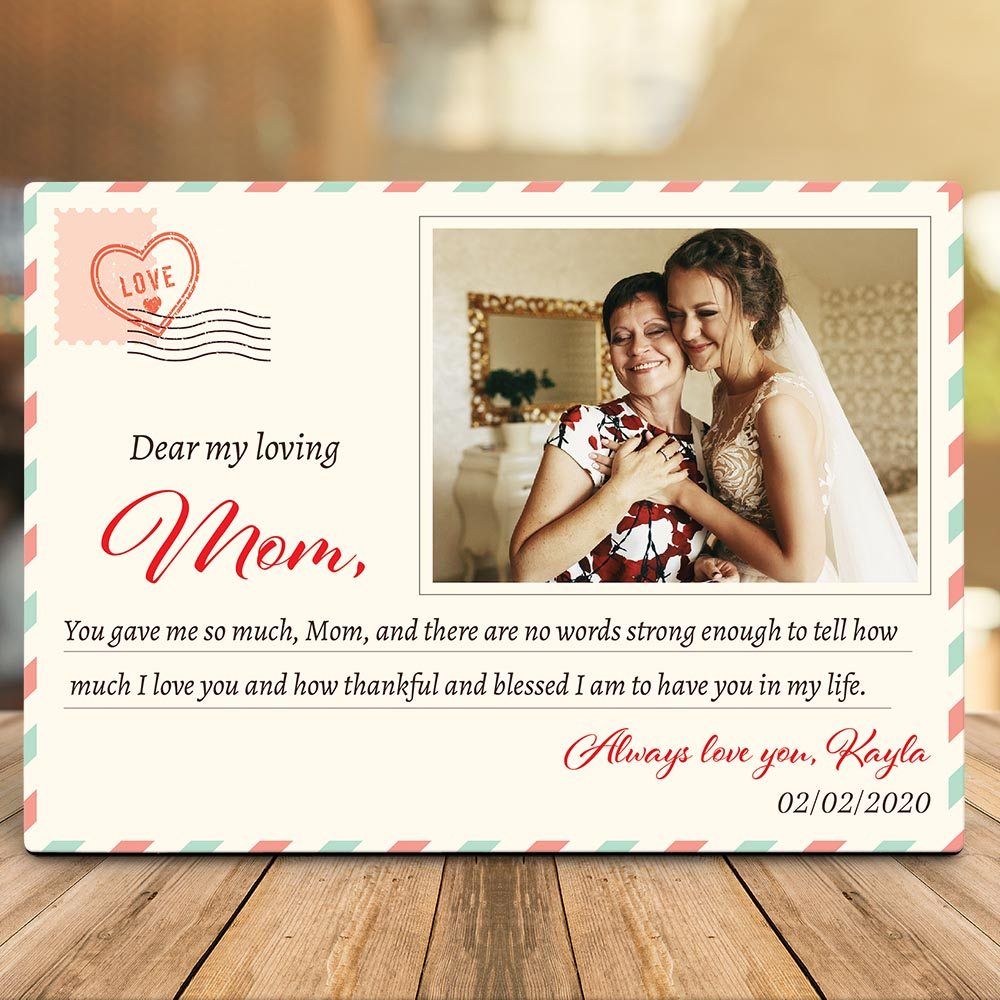 Dear My Loving Mom Airmail Daughter's Gift Desktop Photo Plaque