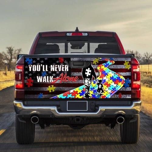 Autism Awareness Never Walk Alone Truck Tailgate Decal Sticker Wrap PANDTT004