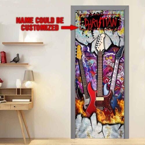 Personalized Electric Guitar. Rockinâ€™ Life Door Cover