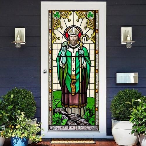 Patron Saint Of Ireland Stained Glass Door Cover PANDC0010