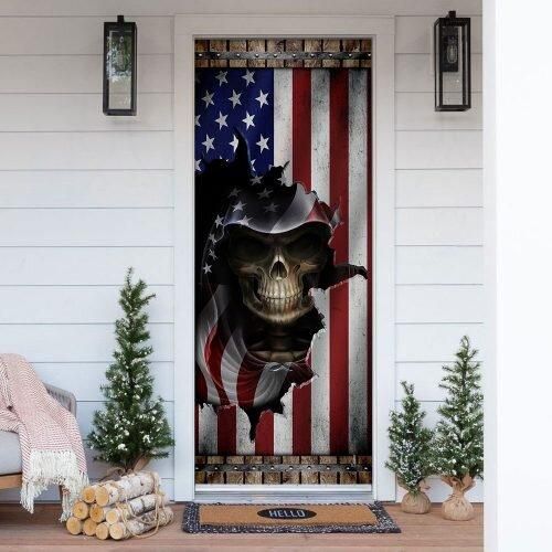 Skull American Flag Door Cover