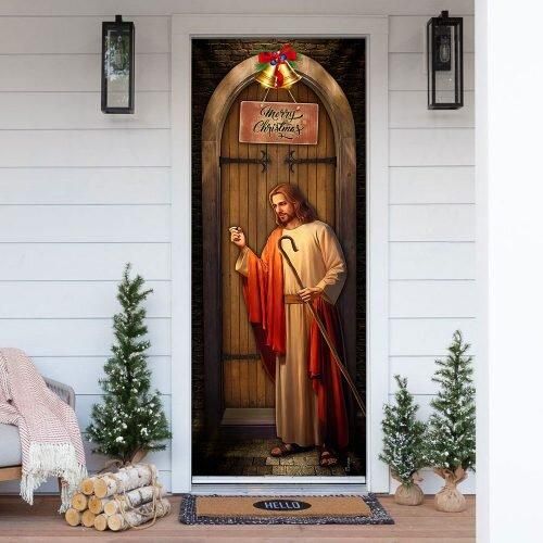 Jesus Knocking On The Door. Merry Christmas Door Cover PANDC0024