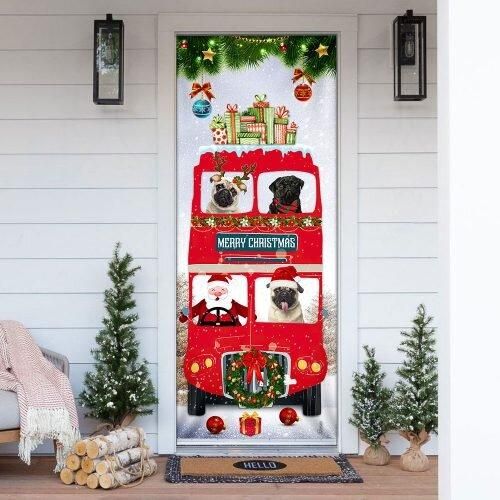 Pugs Christmas Bus Door Cover