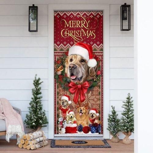 Golden Retriever Happy House Christmas Door Cover PANDC0012