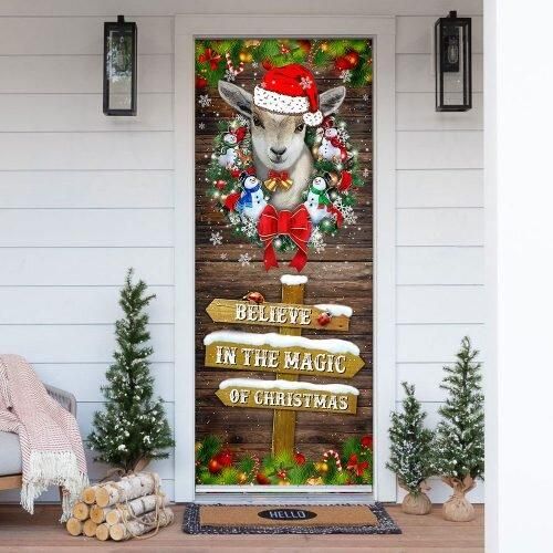 Believe In The Magic Of Goat Christmas Door Cover PANDC0003