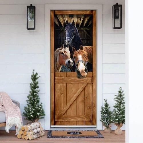 Funny Horses Door Cover