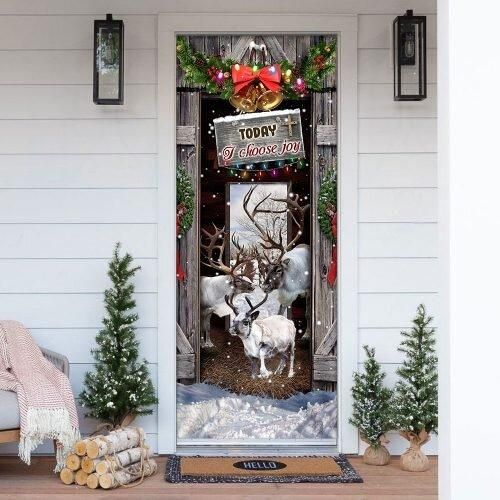 Today I Choose Joy Reindeer Farmhouse Door Cover