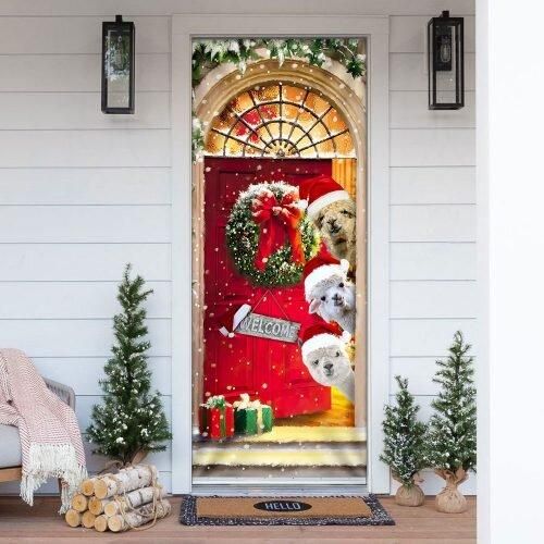 Alpaca Christmas Door Cover