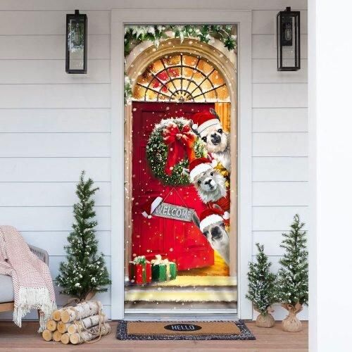 Llama Christmas Door Cover