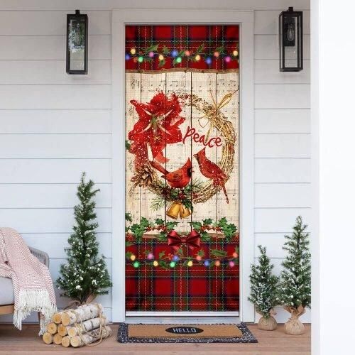 Cardinal Peace Christmas Door Cover