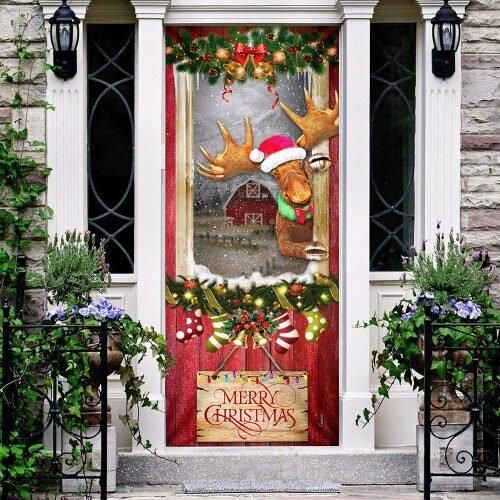 Christmas Moose Door Cover PANDC0006